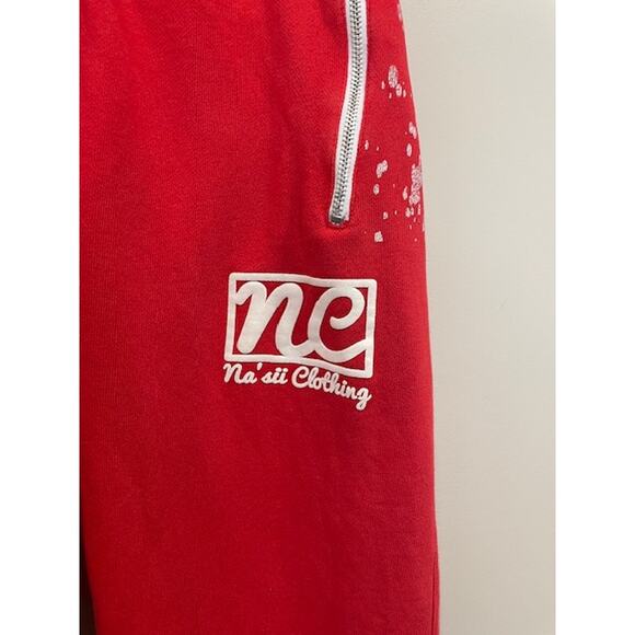 Nas'ii Red Sweats Track Suit Zipper Paint Splatter Streetwear Size Med - Picture 9 of 15